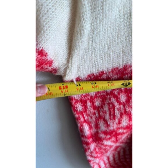 Vintage Wool Mohair Womens Cardigan Sweater Red White Knit Button Up Size M - Picture 6 of 9